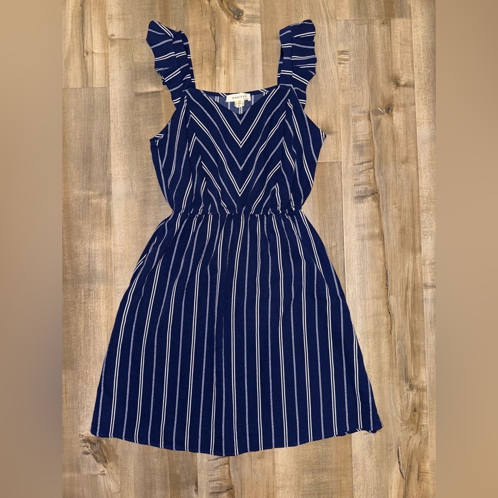 Monteau Women’s Navy Blue Stripped Dress Size Medium